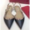 Valentino Rockstud Sheepskin Slingback Ballet Flats Black