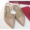 Valentino Rockstud Sheepskin Slingback Ballet Flats Nude
