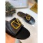 Valentino Cowhide Slip-On Slide Sandals Black With Go Logo Detail 2019