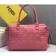 Fendi All-over FF Logo Motif Leather Medium Boston Bag Pink 2019