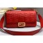 Fendi All-Over FF Motif Leather Large Baguette Bag Red 2019