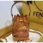 Fendi FF Logo Mon Tresor Mini Bucket Bag in PU Khaki 2019