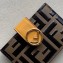 Fendi FF Logo Leather Card Holder Yellow 2019
