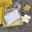 Fendi All-over FF Logo Motif Leather Medium Boston Bag White 2019