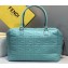 Fendi All-over FF Logo Motif Leather Medium Boston Bag Pale Blue 2019