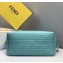 Fendi All-over FF Logo Motif Leather Medium Boston Bag Pale Blue 2019