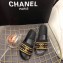 Chanel Striped and CC Logo Mules Slides Slipper Sandals Black 2019