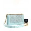 Chanel Embroidered Chevron Boy Medium Flap Bag Light Blue 2019