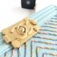 Chanel Embroidered Chevron Boy Medium Flap Bag Light Blue 2019