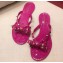Valentino Rockstud Jelly Bow PVC Thong Flip Flops Fuchsia