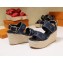 Louis Vuitton Heel 10cm Platform 6cm Harbour Wedge Sandals Denim Blue 2019