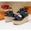 Louis Vuitton Heel 10cm Platform 6cm Harbour Wedge Sandals Denim Blue 2019