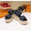 Louis Vuitton Heel 10cm Platform 6cm Harbour Wedge Sandals Denim Blue 2019