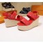 Louis Vuitton Heel 10cm Platform 6cm Harbour Wedge Sandals Denim Red 2019