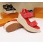 Louis Vuitton Heel 10cm Platform 6cm Harbour Wedge Sandals Denim Red 2019
