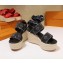 Louis Vuitton Heel 10cm Platform 6cm Harbour Wedge Sandals Denim Black 2019