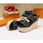 Louis Vuitton Heel 10cm Platform 6cm Harbour Wedge Sandals Denim Black 2019