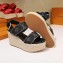 Louis Vuitton Heel 10cm Platform 6cm Harbour Wedge Sandals Denim Black 2019