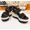 Louis Vuitton Heel 10cm Platform 6cm Harbour Wedge Sandals Canvas Black 2019