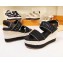 Louis Vuitton Heel 10cm Platform 6cm Harbour Wedge Sandals Canvas Black 2019