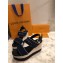 Louis Vuitton Heel 10cm Platform 6cm Harbour Wedge Sandals Canvas Navy Blue 2019