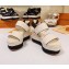 Louis Vuitton Heel 10cm Platform 6cm Harbour Wedge Sandals Canvas Creamy 2019