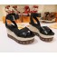 Louis Vuitton Heel 10cm Platform 6cm Timelapse Wedge Sandals Black 2019
