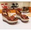 Louis Vuitton Heel 10cm Platform 6cm Timelapse Wedge Sandals Caramel 2019