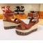 Louis Vuitton Heel 10cm Platform 6cm Timelapse Wedge Sandals Caramel 2019