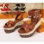 Louis Vuitton Heel 10cm Platform 6cm Timelapse Wedge Sandals Caramel 2019