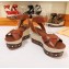 Louis Vuitton Heel 10cm Platform 6cm Timelapse Wedge Sandals Caramel 2019