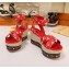 Louis Vuitton Heel 10cm Platform 6cm Timelapse Wedge Sandals Monogram Canvas Red 2019