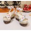 Louis Vuitton Heel 10cm Platform 6cm Timelapse Wedge Sandals Monogram Canvas White/Multicolor 2019