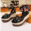 Louis Vuitton Heel 10cm Platform 6cm Timelapse Wedge Sandals Monogram Canvas Black/Multicolor 2019
