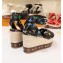 Louis Vuitton Heel 10cm Platform 6cm Timelapse Wedge Sandals Monogram Canvas Black/Multicolor 2019
