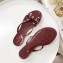 Valentino Rockstud Jelly Bow PVC Thong Flip Flops Burgundy