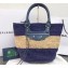 Balenciaga Calfskin And Raffia Fibers Small Tote Summer Bag Blue 2019