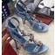 Dolce & Gabbana Flower and Crystal Heel 10.5cm Sandals Light Blue 2019