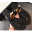 Gucci Leather Thong Sandals with Double G 497444 Black