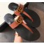 Gucci Leather Thong Sandals with Double G 497444 Brown
