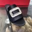 Roger Vivier Heel 3.5cm Rabat Strass Buckle Mules Satin Black