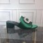 Roger Vivier Heel 3.5cm Rabat Strass Buckle Mules Satin Green