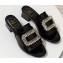 Roger Vivier Heel 3.5cm Rabat Strass Buckle Mules Patent Leather Black
