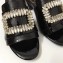 Roger Vivier Heel 3.5cm Rabat Strass Buckle Mules Patent Leather Black
