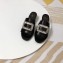 Roger Vivier Heel 3.5cm Rabat Strass Buckle Mules Patent Leather Black