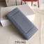 Celine Grained Leather Large Flap Multifunction Wallet Light Gray