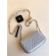 Chanel Chevron Small Classic Flap Bag Baby Blue with Rainbow Strap Around 2019