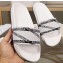 Balenciaga Stripe Logo Piscine Slides Sandals White