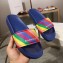 Balenciaga Rainbow Logo Slides Sandals Blue
