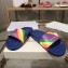 Balenciaga Rainbow Logo Slides Sandals Blue